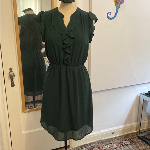 Elegant Green Ruffle Dress - Picture 3 of 5